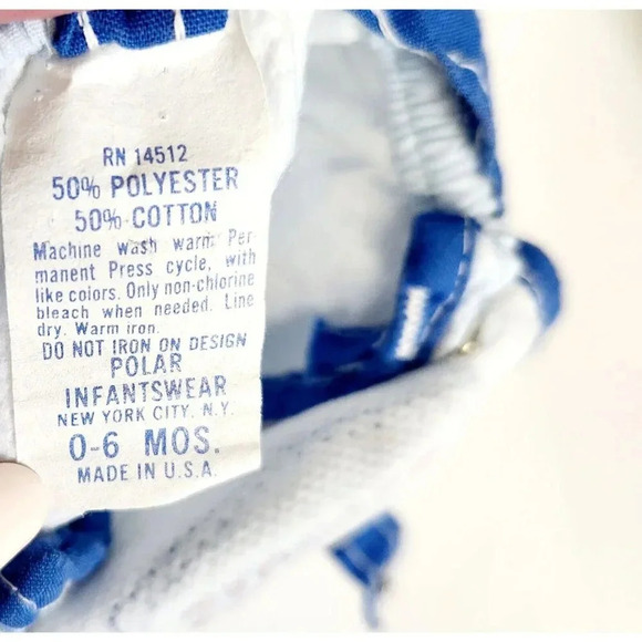 Vtg Polar Infantswear Boy Romper Sun Suite Little Slugger0-6 Months Made In USA - Picture 3 of 3